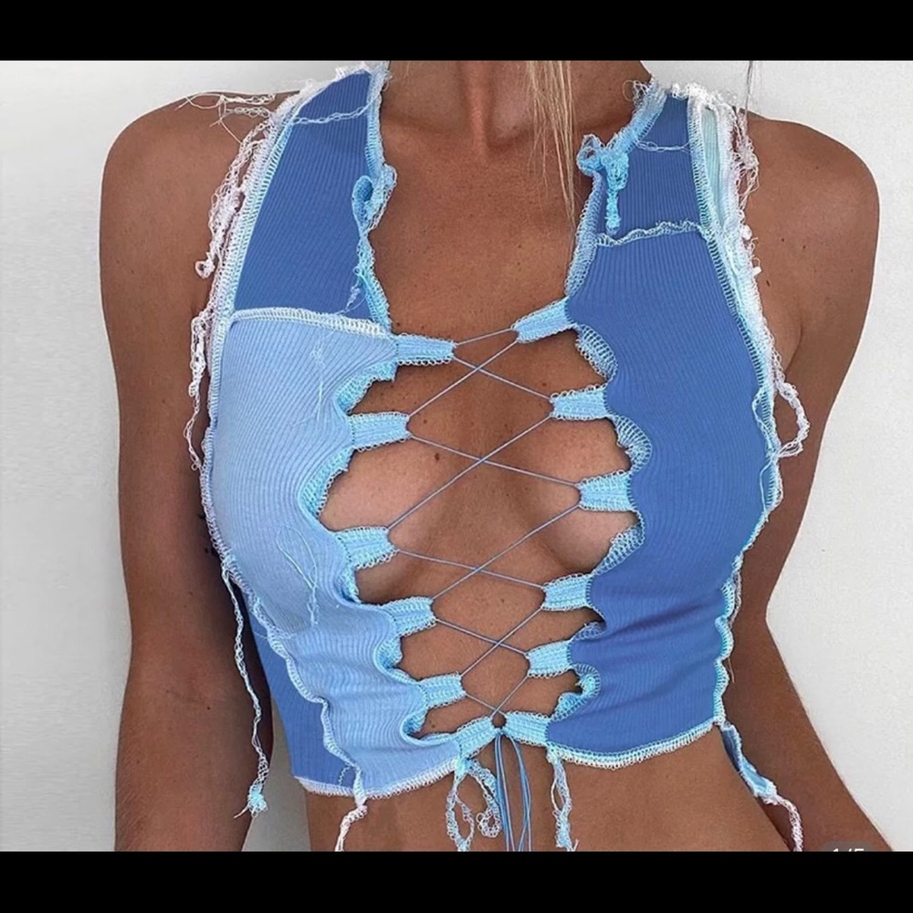 Do Myself lace up sleeveless top - Picture 1 of 4